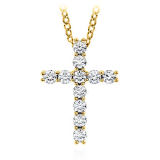 Hearts on Fire Whimsical Small Cross Necklace with .17ctw in 18k Yellow Gold