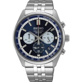 Seiko Men's Stainless Steel Blue Dial Chronograph Watch