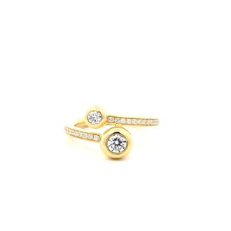 Hearts on Fire Dream Bypass Pave Ring .59ctw 18k Yellow Gold
