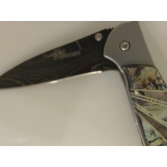 Kershaw Leek Damascus Pocket Knife with Abalone Handle