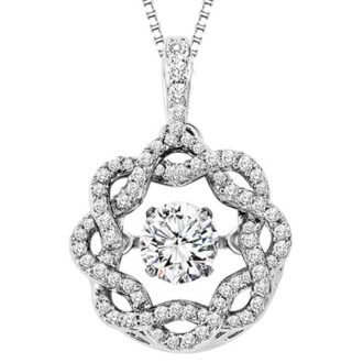 Circle Of Love Necklace .51ctw Round Diamonds 14k White Gold
