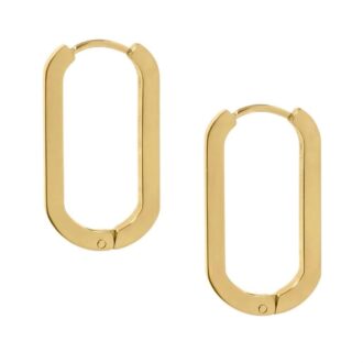 18K Gold-Plated Stainless Steel Oval Hoop Earrings