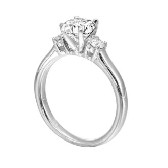 3-Stone Semi-Mount 14K White Gold 1/4ctw for 1.5ct Round
