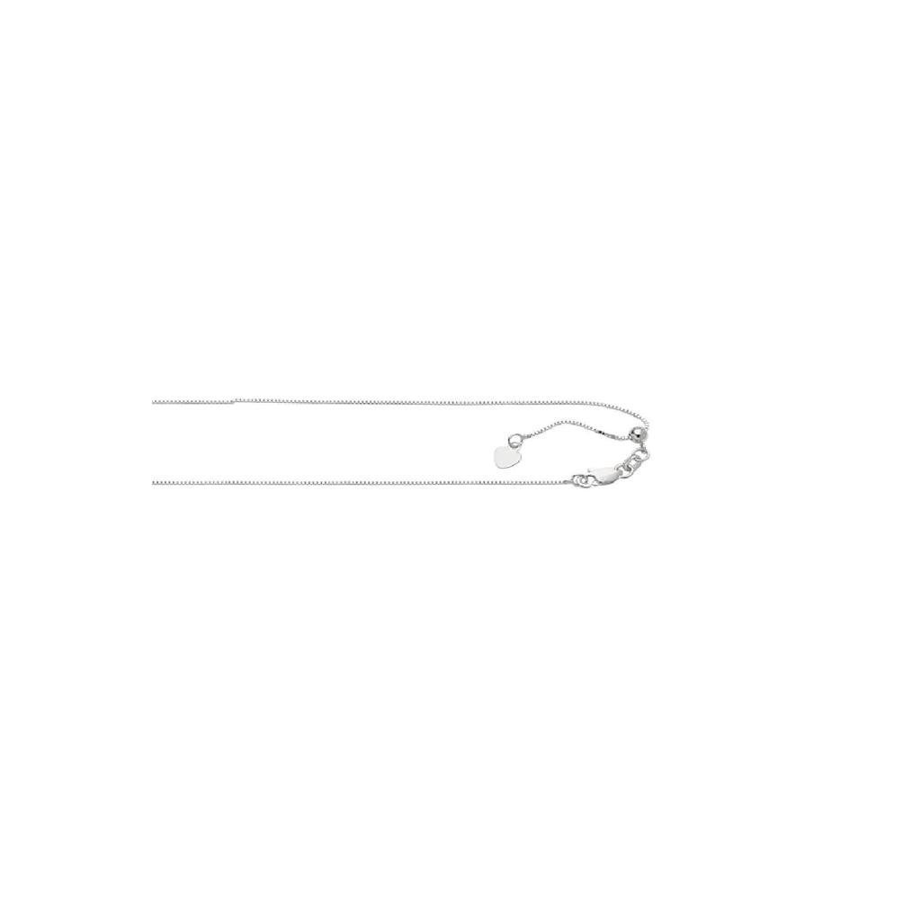 Box Chain in 10k White Gold 22" Adjustable Length