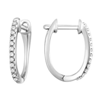 Petite Oval 0.10ctw Diamond Huggie Hoops 10k Yellow Gold