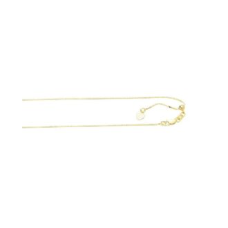 Box Chain 22" Adjustable Length in 10k Yellow Gold, 0.68mm