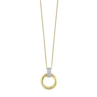 Open Circle Diamond Necklace .08ctw in 14k Yellow Gold
