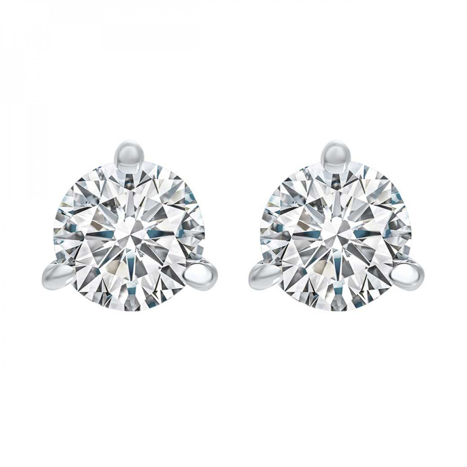 3-Prong Stud Earrings with .25ctw Round Diamonds in 14k White Gold
