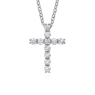 Hearts on Fire Whimsical Cross Necklace with .64ctw Round Diamonds in 18k White Gold