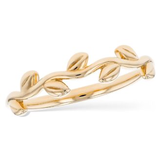 Leaf Pattern Wedding Band in 14k Yellow Gold