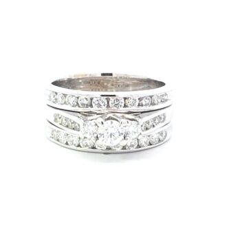 Pre-Owned 14K White Gold 3-Ring Channel Bridal Set, 1.75ctw