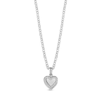 Yellow-Tone Stainless Steel CZ Cremation Heart Necklace 17"