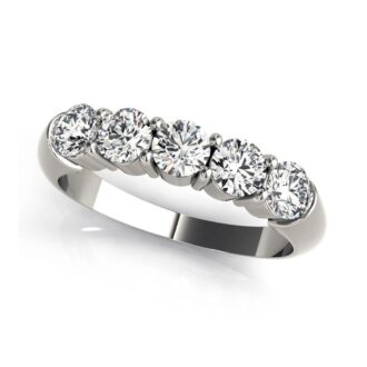 1ctw 5-Stone Round Lab-Grown Diamond Band 14k White Gold