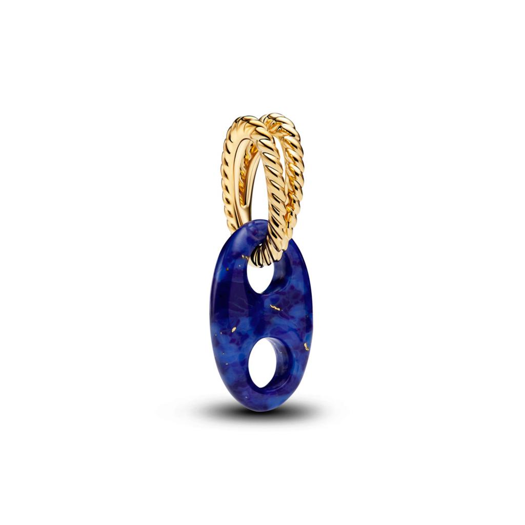 Pandora 14K Gold Plated Lapis Lazuli Rope Dangle Charm