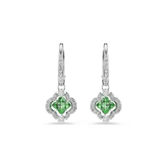 Swarovski Una Green Clover Crystal Dangle Earrings