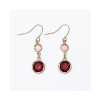 Gold-Tone Pink & Burgundy Crystal Dangle Earrings