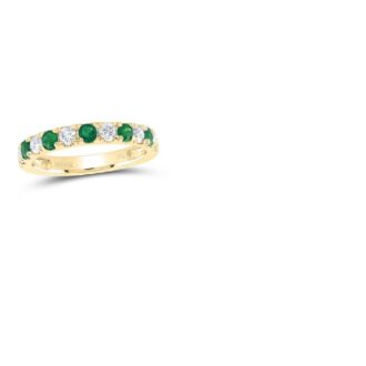 14k Yellow Gold Emerald & 1/2ctw Diamond Wedding Band