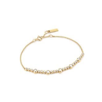 Ania Haie Yellow Gold Plated Bezel CZ Wheat Chain Bracelet