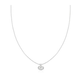 Ania Haie Sterling Silver Bezel CZ Organic Pebble Necklace