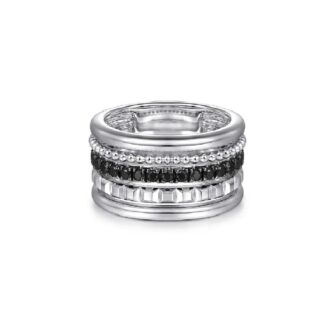 Gabriel Bujukan Black Spinel 3-Row Ring in Sterling Silver
