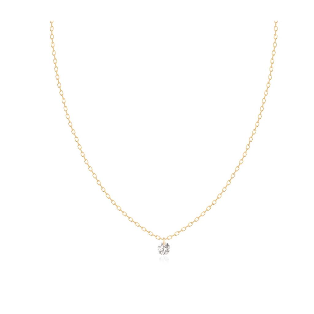 14K White Gold 0.07 CTW Diamond Solitaire Drop Necklace