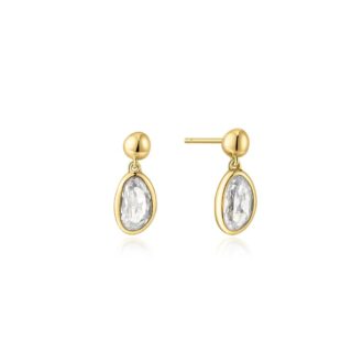 Ania Haie Gold Plated Organic Pebble Drop Stud Earrings