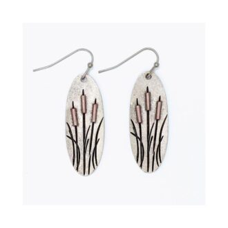 Two-Tone Silver Cattail Dangle Earrings