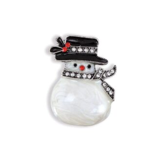 Enamel Snow Lady Brooch with Crystals