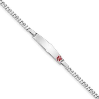 Sterling Silver Engravable Medical Alert ID Bracelet 7"