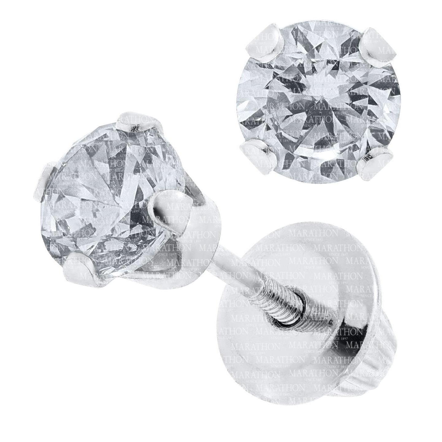 Children's Stud Earrings with Cubic Zirconia in Sterling Silver