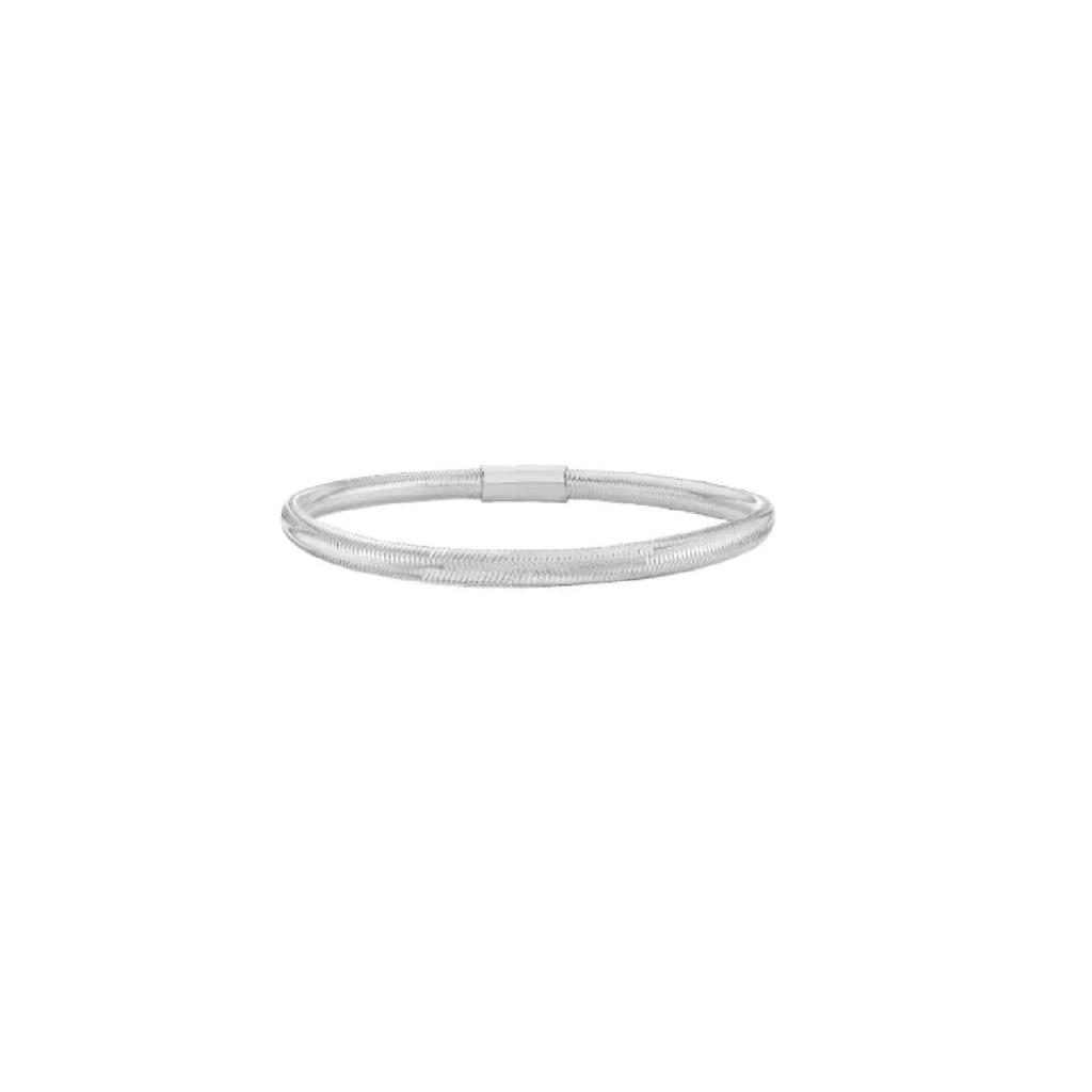 14k White Gold 3.4mm Mesh Stretch Bangle Bracelet