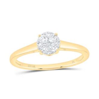 10K Yellow Gold 1/5 CTW Diamond Round Cluster Promise Ring