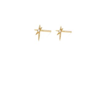 14K Yellow Gold Starburst Lab Grown Diamond Studs