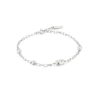 Ania Haie Silver Bezel-Set CZ Domed Pebble Station Bracelet