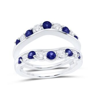 Enhancer Wedding Band with Sapphire and .50ctw Round Diamonds in 14k White Gold