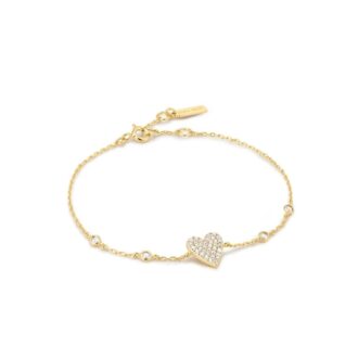 Ania Haie Gold Plated Pave Heart Bezel CZ Bracelet