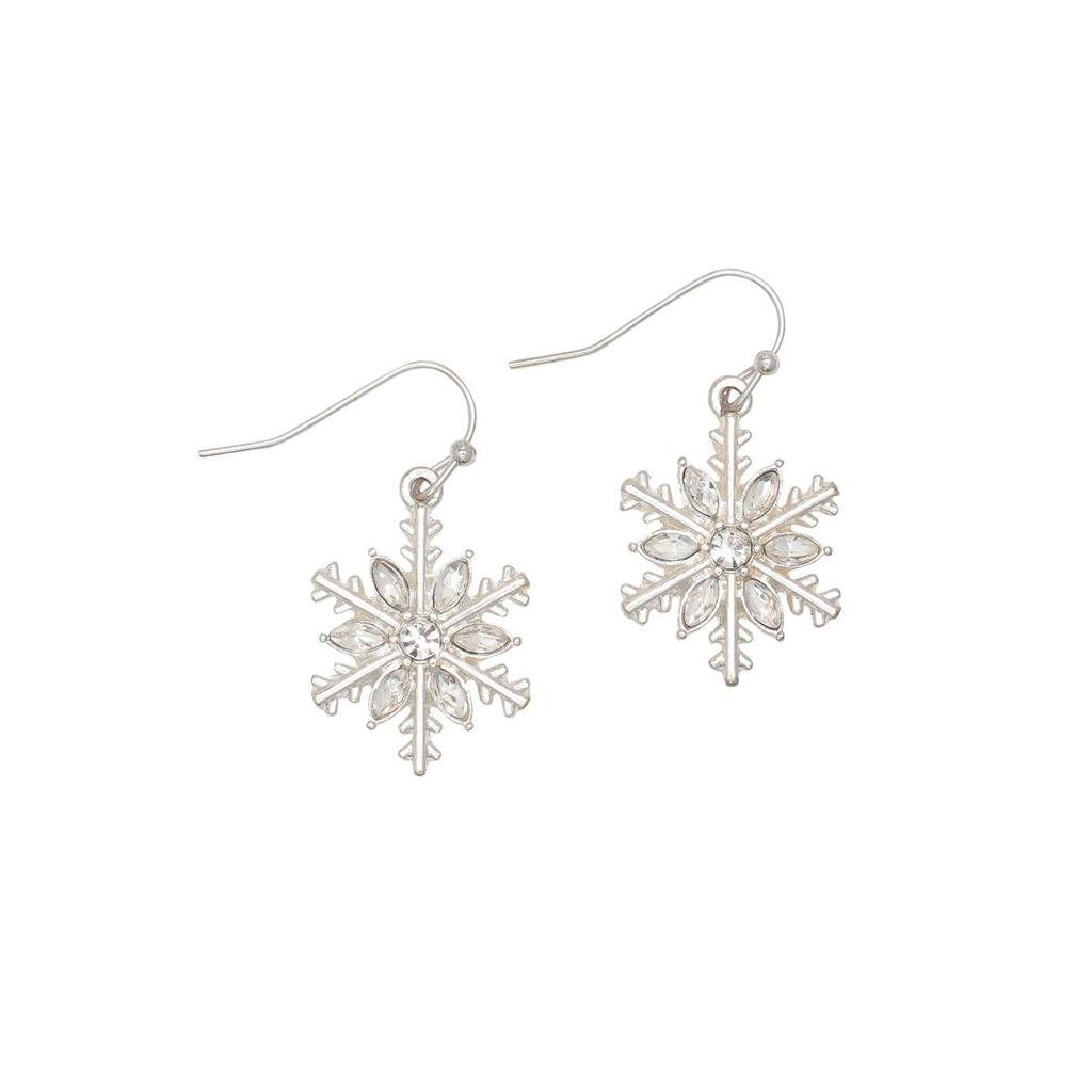 Silver Snowflake Dangle Earrings
