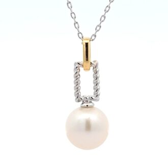 8.5-9mm Freshwater Pearl Sterling Silver Twist Necklace 18"