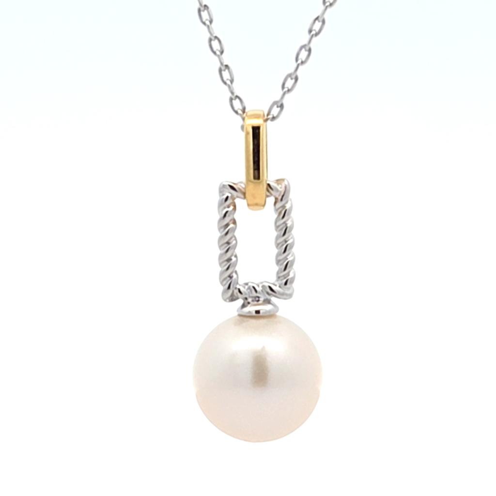 8.5-9mm Freshwater Pearl Sterling Silver Twist Necklace 18"