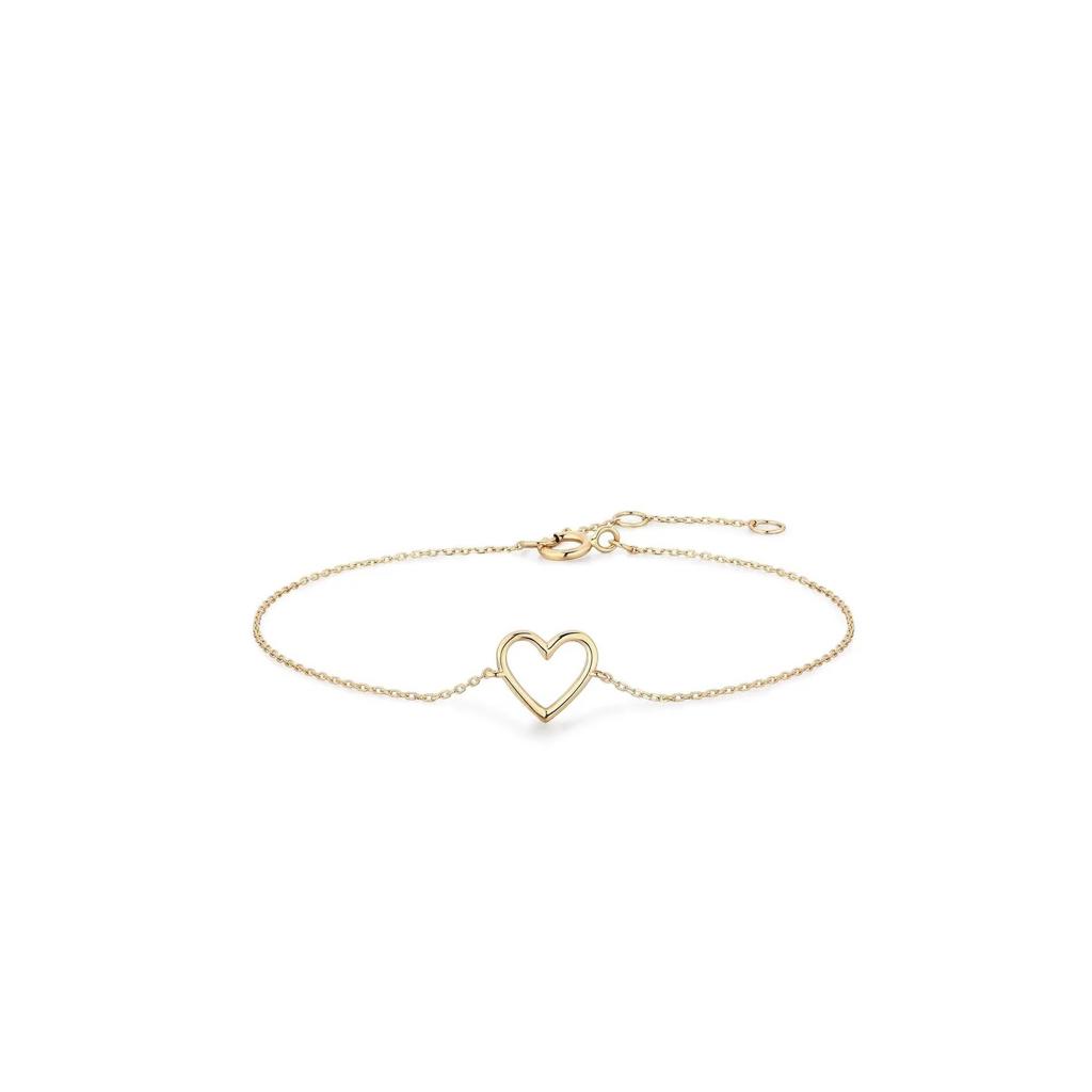 Jane 14K Yellow Gold Open Heart Bracelet 7"