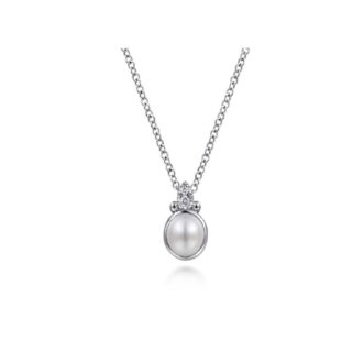 Gabriel Bujukan Pearl & Diamond Pendant in Sterling Silver