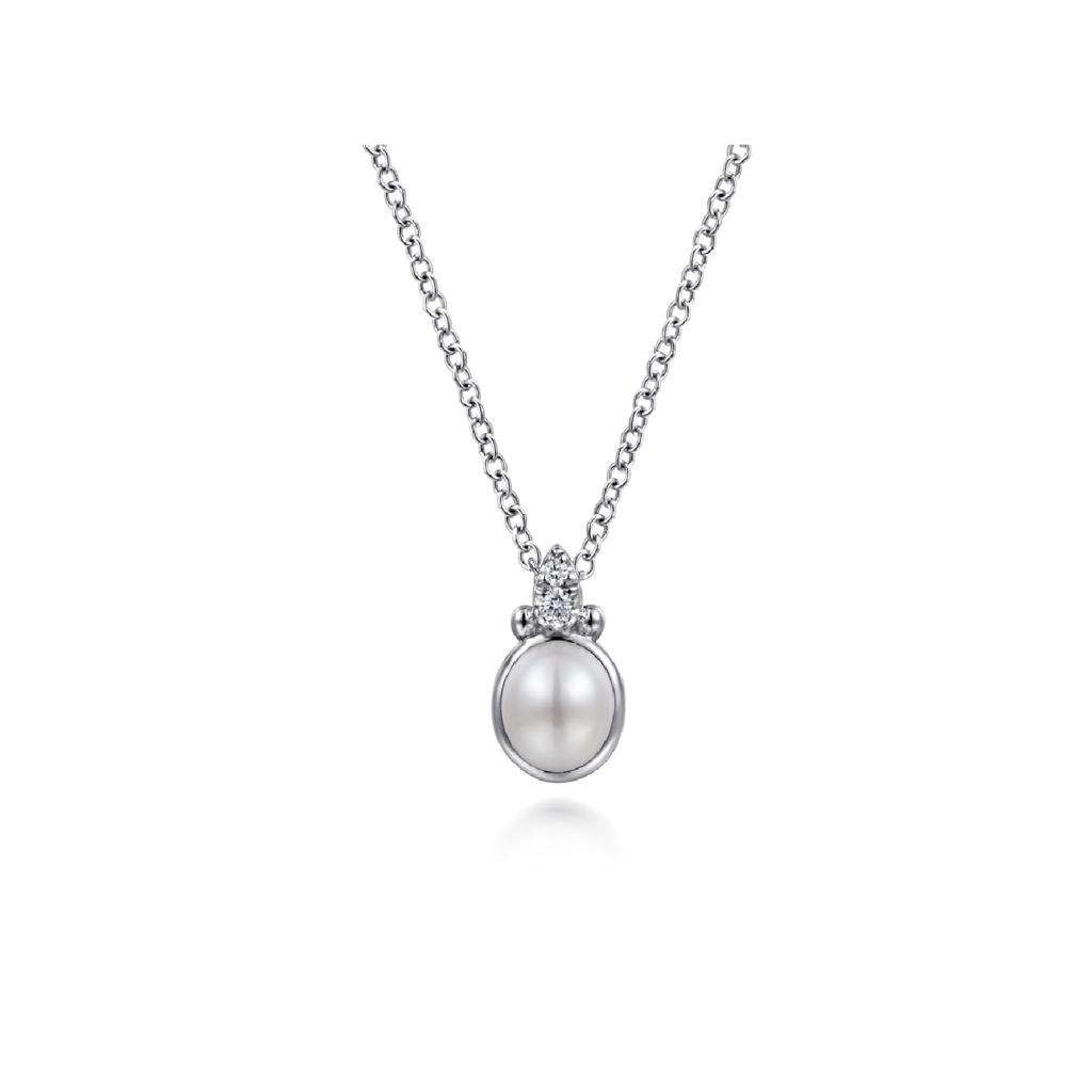 Gabriel Bujukan Pearl & Diamond Pendant in Sterling Silver