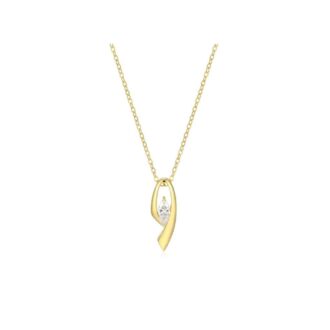 Yellow Gold Plated Ribbon Necklace, 18"+2" Rolo Chain