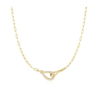 Ania Haie Yellow Gold-Plated Interlock Pavé CZ Knot Necklace