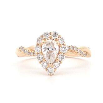 Scalloped Halo Lab-Grown Engagement Ring 14K Yellow 1.28ctw