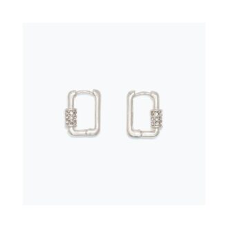 Silver Clear Crystal Huggie Hoop Earrings