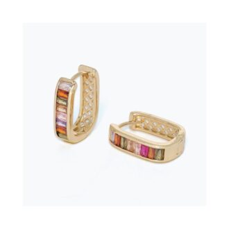 Yellow Multi-Color Cubic Zirconia Square Hoop Earrings