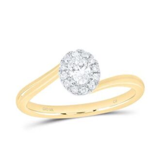 10K Yellow Gold Oval Halo Diamond Ring 1/4ct Center 1/3ctw