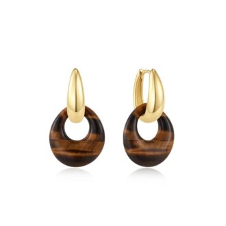 Ania Haie Tiger's Eye Drop Earrings in Yellow Gold Plate