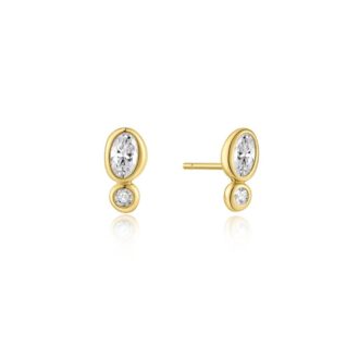 Ania Haie Bezel Organic Pebble & Round Gold-Plated Earrings